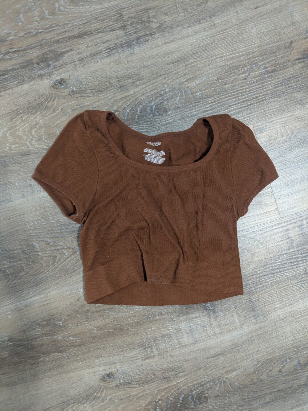 wild fable Chocolate Brown Ribbed Crop Top